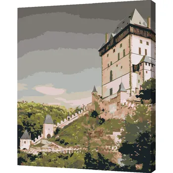 Malování podle čísel - Hrad Karlštejn 2 Velikost: 30x40cm, Rámování: Pouze srolované plátno