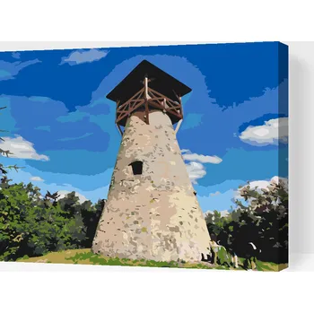 Malování podle čísel - Rozhledna Bobovec, Slovensko Velikost: 30x40cm, Rámování: Pouze srolované plátno