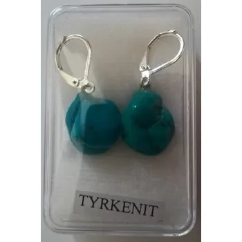 Náušnice Náušnice tyrkenit leštěný závěs (bílý kov)