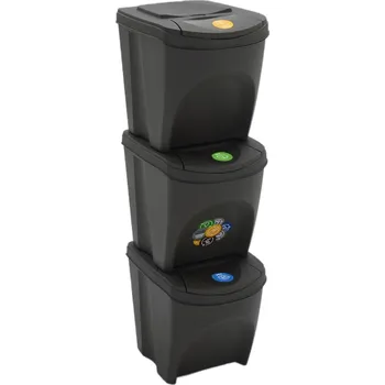 Odpadkový koš Stohovatelné koše na tříděný odpad polypropylen 39,2 x 29,3 x 33,5 cm 3x 25 l