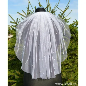 Svatební dekorace Šatoli.cz Bílý svatební závoj s perličkami 50 cm