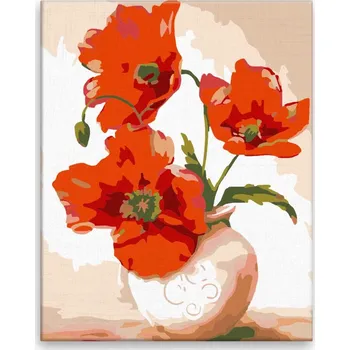 Malování podle čísel - Vlčí mák ve váze - 40x50 cm, bez dřevěného rámu - CZ výroba