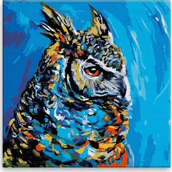 Malování podle čísel - Výr velký v barvách - 40x40 cm, bez dřevěného rámu - CZ výroba