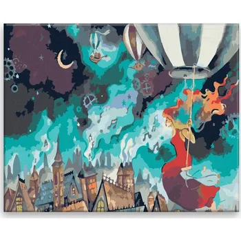 Malování podle čísel - Dívka na balóně - 50x40 cm, bez dřevěného rámu - CZ výroba