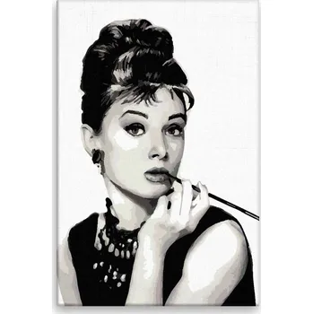Malování podle čísel - Audrey Hepburn s cigaretou - 40x60 cm, bez dřevěného rámu - CZ výroba