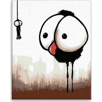 Malování podle čísel - Okatý ptáček - 40x50 cm, bez dřevěného rámu - CZ výroba