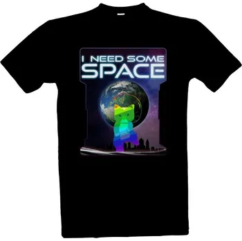 Tričko s potiskem I Need Some Space - kočička a vesmír pánské