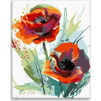 Malování podle čísel - Vlčí máky v květu - 40x50 cm, bez dřevěného rámu - CZ výroba