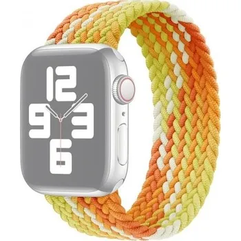 Řemínek na hodinky Nylonový řemínek s barevným copánkovým vzorem pro Apple Watch 42mm / 41mm / 40mm / 38mm - XS - žlutooranžový