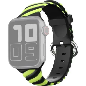 Řemínek na hodinky Propletený silikonový řemínek pro Apple Watch 42mm / 41mm / 40mm / 38mm - černožlutý