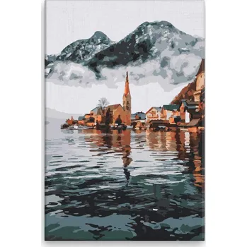 Dětské zboží Malování podle čísel - Městečko v zátoce - 40x60 cm, bez dřevěného rámu - CZ výroba