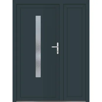 Vchodové dveře SOFT vchodové plastové dveře AURORA, antracit/bílá, 150x200 cm, pravé (dvoukřídlé plastové dveře 150x200 cm, vč. rámu)