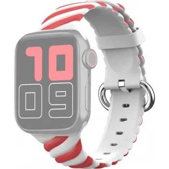 Řemínek na hodinky Propletený silikonový řemínek pro Apple Watch 42mm / 41mm / 40mm / 38mm - bíločervený