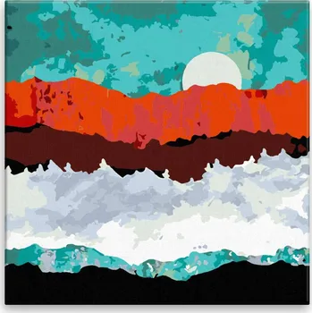 Malování podle čísel - Slunce za rudým pásem - 40x40 cm, bez dřevěného rámu - CZ výroba