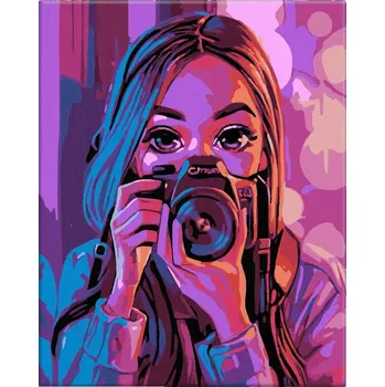 Malování podle čísel - Fotografka - 40x50 cm, bez dřevěného rámu - CZ výroba