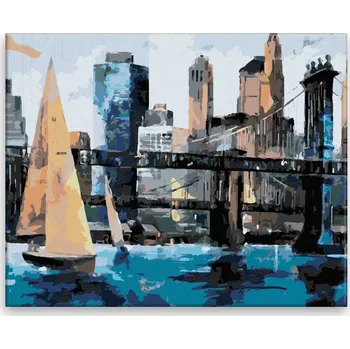 Malování podle čísel - Plavba v Manhattanu - 50x40 cm, bez dřevěného rámu - CZ výroba