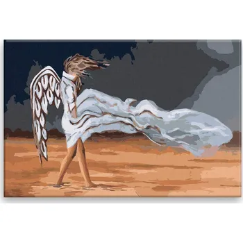 Dětské zboží Malování podle čísel - Anděl ve větru - 60x40 cm, bez dřevěného rámu - CZ výroba
