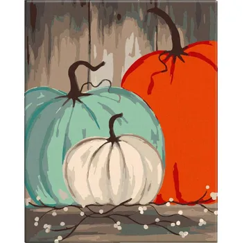 Malování podle čísel - Tři barevné dýně - 40x50 cm, bez dřevěného rámu - CZ výroba