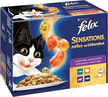 Krmivo pro kočku Purina Felix Sensations Jellies v želé mix jehněčí, makrela, treska, krůta