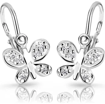Náušnice Cutie Jewellery Dětské náušnice bílé zlato se zirkony C2748B-Bílá
