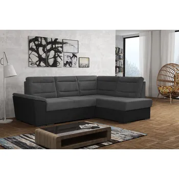 Sedací souprava Rozkládací rohová sedačka MINNOS šedá / tmavě šedá