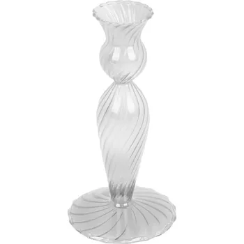 Svícen Skleněný svícen Swirl čirý 17 cm Present Time (Barva-čirá, sklo)