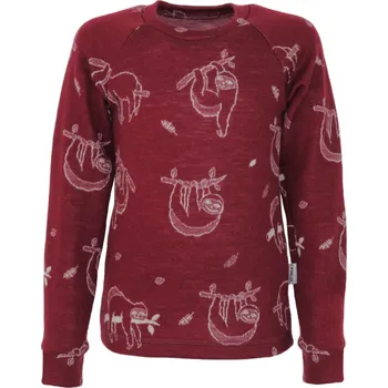 Merino tričko dlouhý rukáv - Lenochodi na bordó, Crawler Velikost: 116-122/128