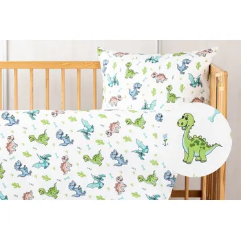 Povlečení JAN peří Luxusní dětské povlečení do postýlky - renforcé - dinosauři modří - Dětské povlečení do postýlky 60x45/135x90 - dinosauři modří