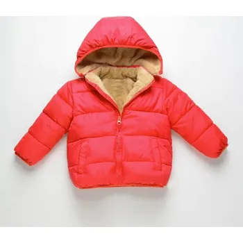 Dětská jednobarevná zimní bunda s flísem Barva: Červená, V E L I K O S T: 110