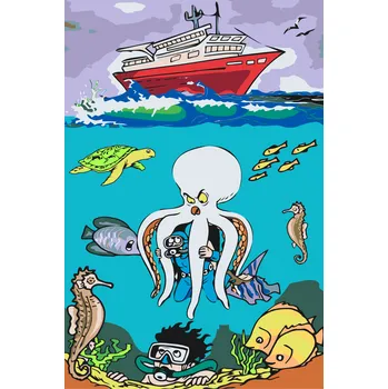 Malování podle čísel - Žádné potápění na mém území Velikost: 40x60cm, Rámování: Pouze srolované plátno