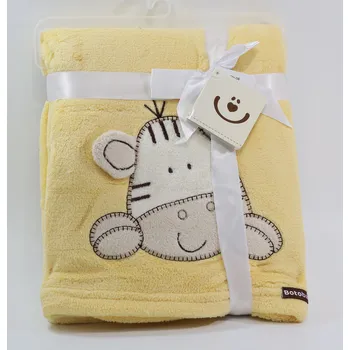 Dětská deka Dětská deka Bobobaby žlutá zebra KCSN-08 76 x 102 cm