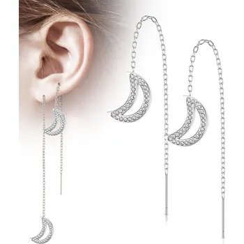 Náušnice Provlékací ocelové náušnice - měsíc