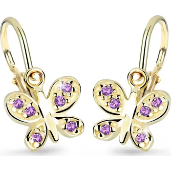 Náušnice Cutie Jewellery Zlaté dětské náušnice C2748Z-Fialová