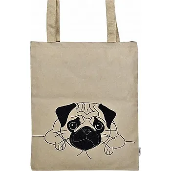 Nákupní taška PLÁTĚNÁ TAŠKA DELUXE MOPS (Taška se psem, psi, pejsek)