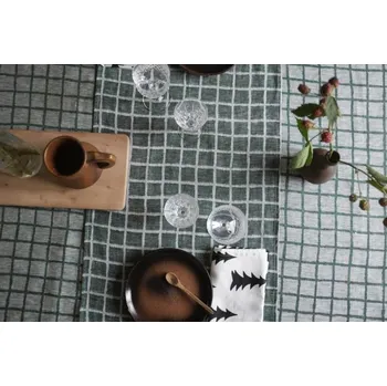 ubrus Lněný ubrus RUTIG green 147 x 147, Fine Little Day Švédsko Zelená