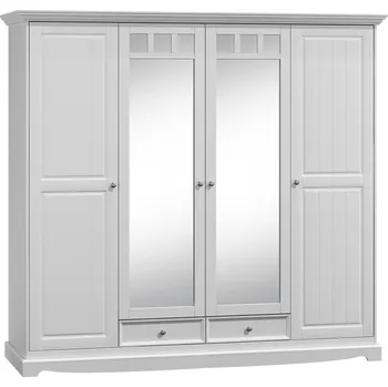 Šatní skříň KATMANDU Dřevěná skřín 4D Belluno Elegante bílá, masiv, rozměr 190x203x65cm