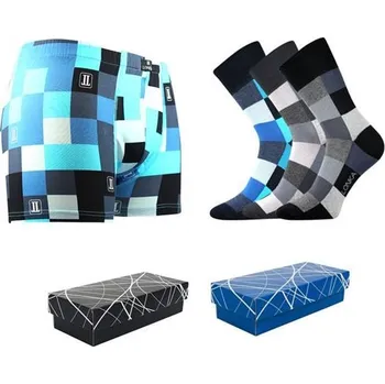 Lonka® Pánské ponožky LONKA Decube mix B 3 páry + boxerky LONKA Kevin modrá ponožky 39-42 + boxerky XXL