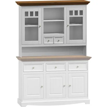 Komoda KATMANDU Dřevěný nástavec na komodu Belluno Elegante, bílá, ořech, masiv, borovice, rozměr 105x130x35cm