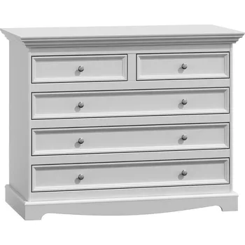 Komoda KATMANDU Dřevěná komoda Belluno Elegante, bílá, 5x zásuvka, rozměr 88x112x45cm