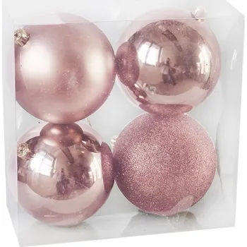 Vánoční dekorace Baňky pvc 4ks/12cm růžová (798883)