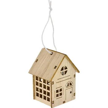 Vánoční ozdoba FloraSystem Chaloupka na zavěšení, natural, 2 ks