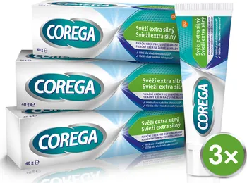 Péče o zubní náhradu Corega Fixační krém pro zubní náhradu svěží extra silný 3x 40 g