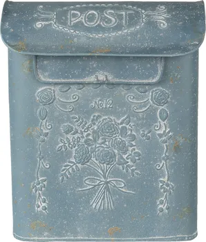 Poštovní schránka Clayre & Eef Poštovní schránka s kyticí Vintage modrá patina