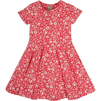 Dívčí šaty Dívčí šaty s krátkým rukávem Melounový květ a ptáci Frugi Velikost: 12-18m