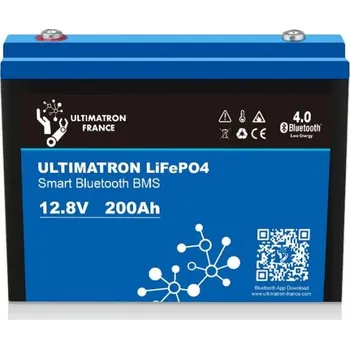 Trakční baterie Ultimatron France LiFePO4 baterie 12V 200Ah s BMS a Smart bluetooth (Lithiový akumulátor LiFePO4 s bluetooth monitoringem s pomocí smartphone aplikace)