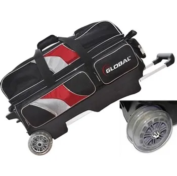 Taška na bowlingovou kouli TAŠKA NA 3 KOULE NA KOLEČ. DELUXE ČERNÁ/ČERVENÁ/STŘÍBRNÁ