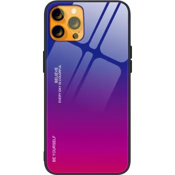 Pouzdro na mobilní telefon Kryt se skleněnou zadní stranou pro iPhone 13 - modrofuchsiový