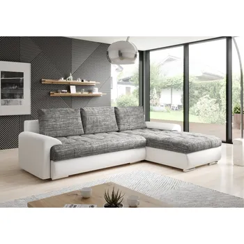 Sedací souprava Rozkládací rohová sedačka TOMINO šedá melír / bílá