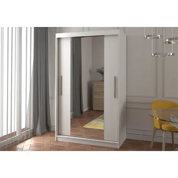 Šatní skříň Eoshop Šatní skříň Naomi 01 se zrcadlem, Bílá / Bílá se zrcadlem