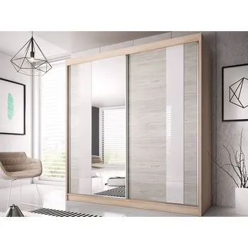 Šatní skříň Eoshop Šatní skříň Queen 32 (203 cm), Dub Sonoma / Bílá, Osvětlení: Ne